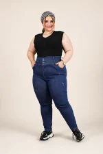 شلوار جین اسکینی کمر گن دار